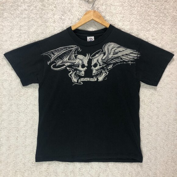 Angel Devil Skull‎ Seek and Destroy Black Delta Graphic T-Shirt Medium - Picture 1 of 4